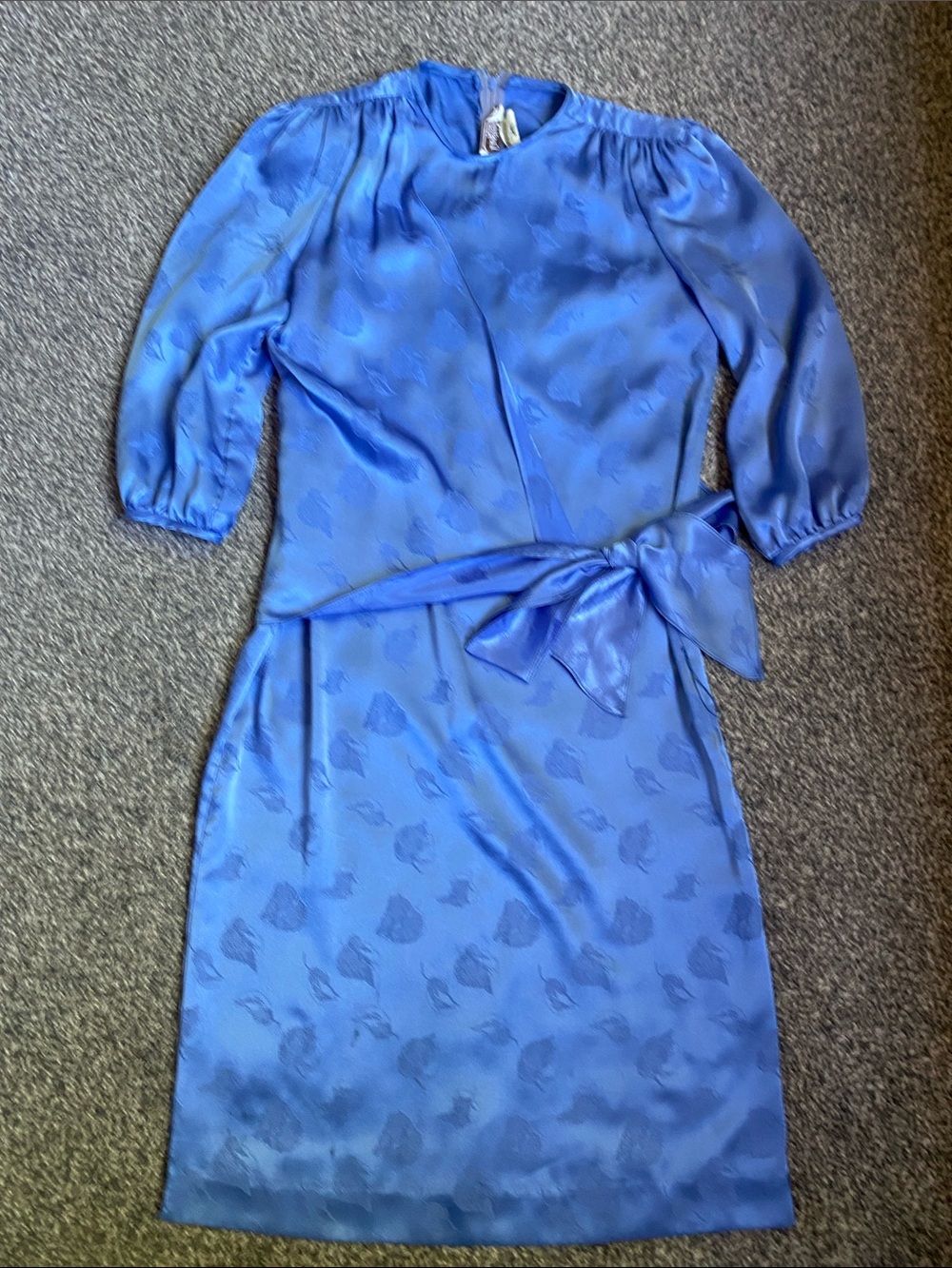 Vintage Leslie Fay Blue Asymmetrical Tie-Waist Dress